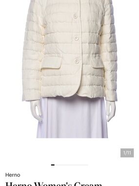 Herno Cream Quilted Button-Front Puffer Jacket
